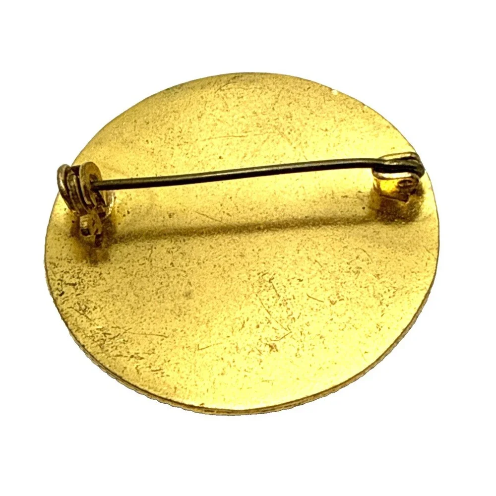 Vintage NeedlePoint Rose Brooch Gold Tone Hand Crafted Floral Pin 1 3/8